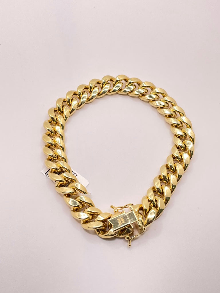 10KT HOLLOW MIAMI CUBAN BRACELET Size 9INCH 11.5MM Weight 27.8GR