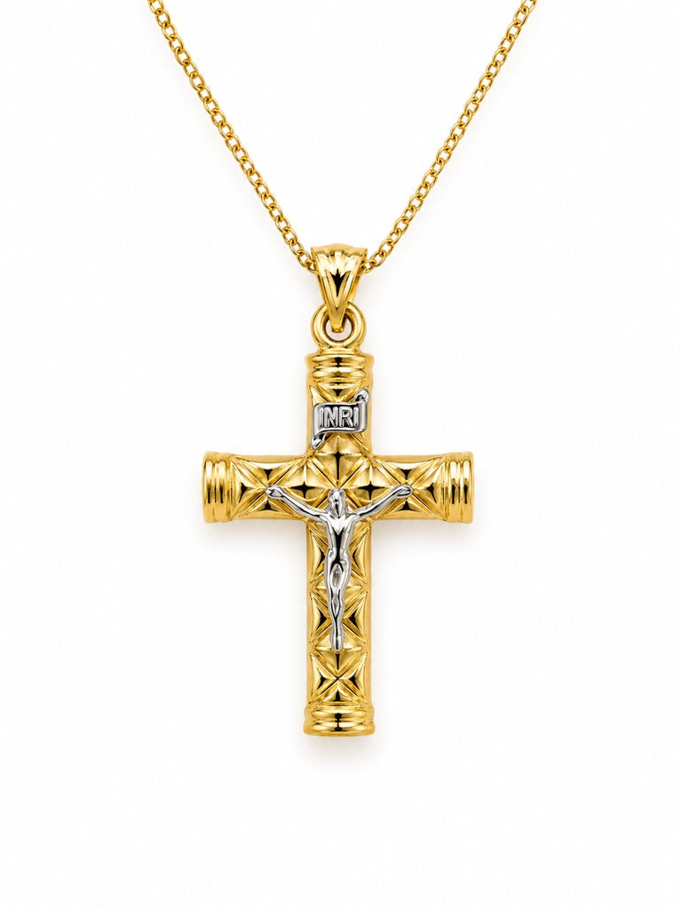 14KT CROSS WITH RECTANGULAR DETAILS Weight 1.1GR