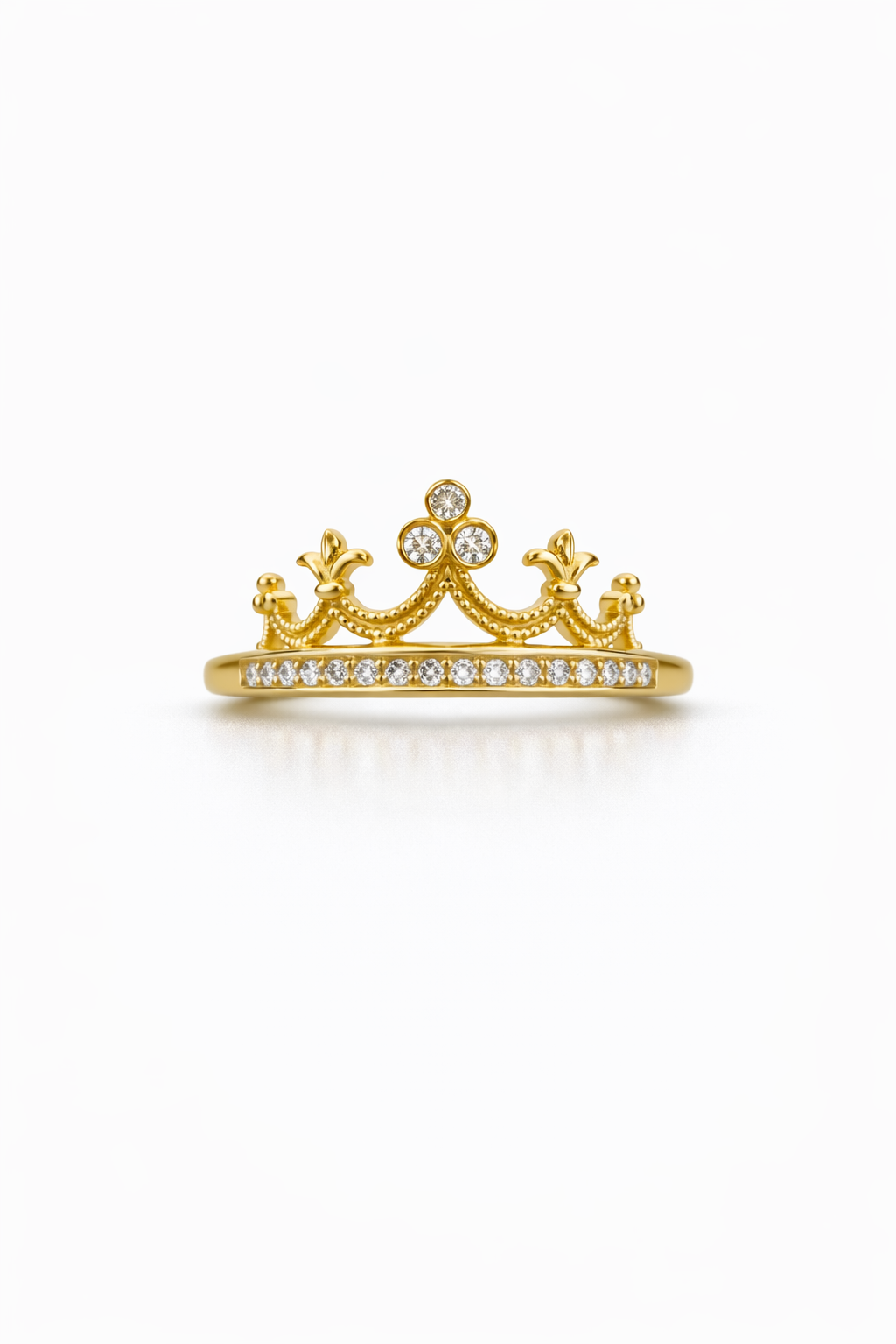 10KT CROWN CZ DETAIL RING Size 6.5 &7 &8 Weight 2.1GR