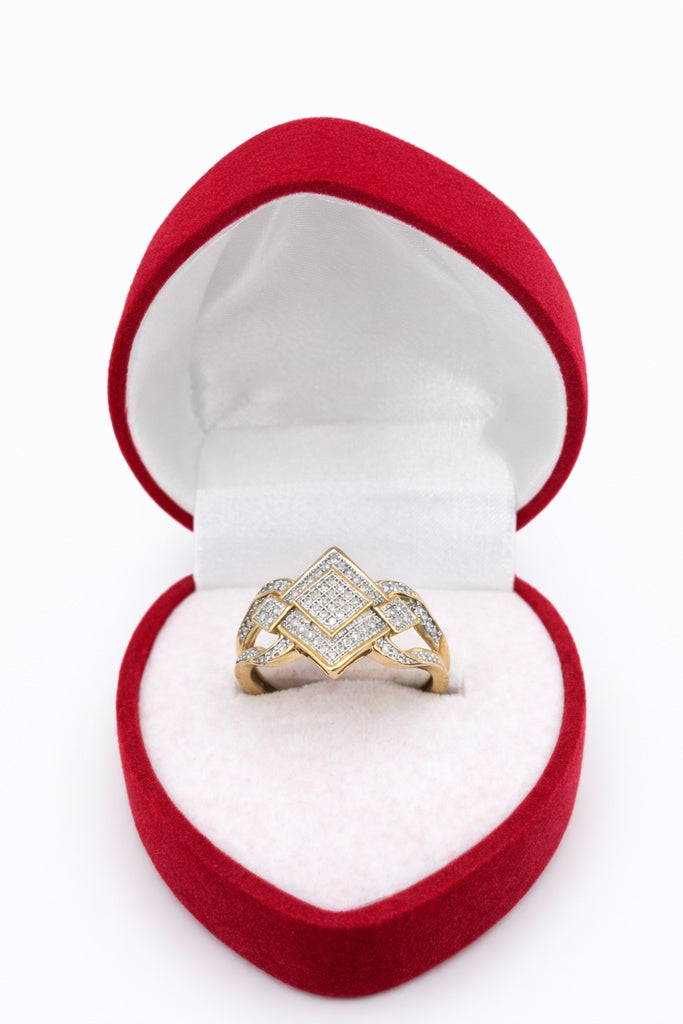 10KT RHOMBUS DESIGN DIAMOND ELEGANT RING Size 7/0.20CT