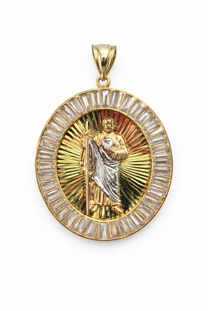 10KT CZ ROUND SAN JUDAS PENDANT Size  Weigth 3.9GR