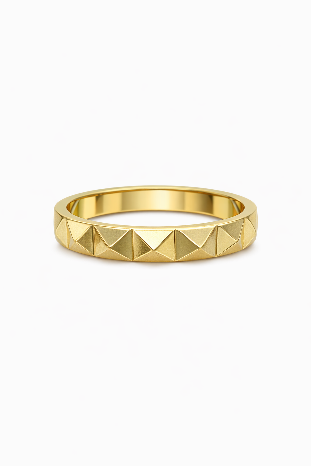 10KT MODERN TRIANGLE GEOMETRIC RING Size 7.5 Weight 1.8GR