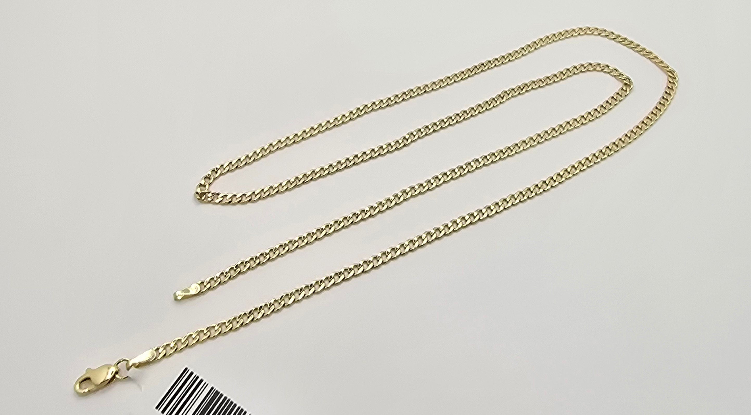 10KT HOLLOW CUBAN CURB FLAT CHAIN Size 2MM 18INCH Weight 1.5GR