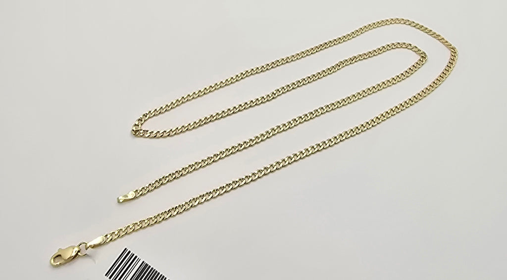 10KT HOLLOW CUBAN CURB FLAT CHAIN Size 18INCH 2MM Weight 1.9GR