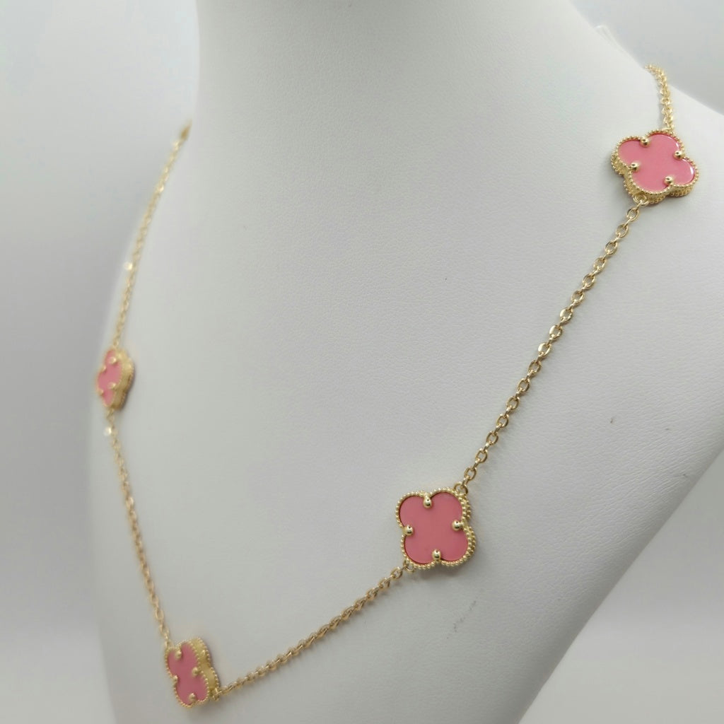 14KT PINK MEDIUM CLOVER CHAIN Size 18INCH LARGE Weight 5.7GR