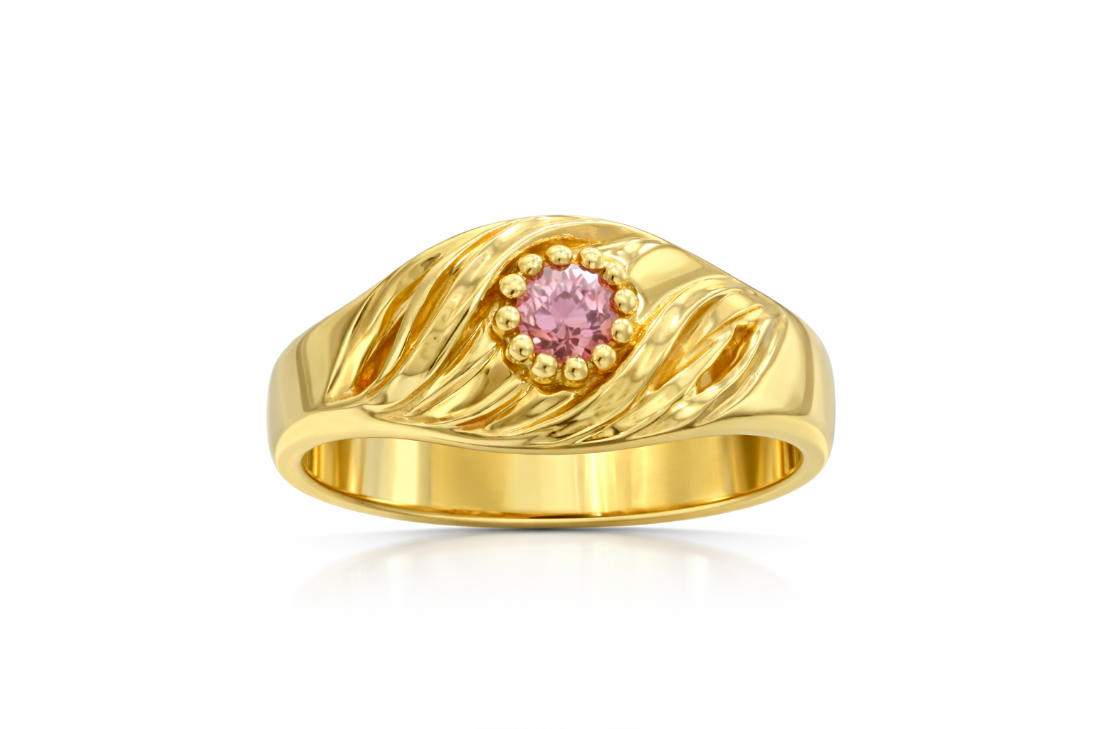14KT ELEGANT RING WITH DETAILS OF AN EYE AND A COLOR SIZE 8 Weight 2GR