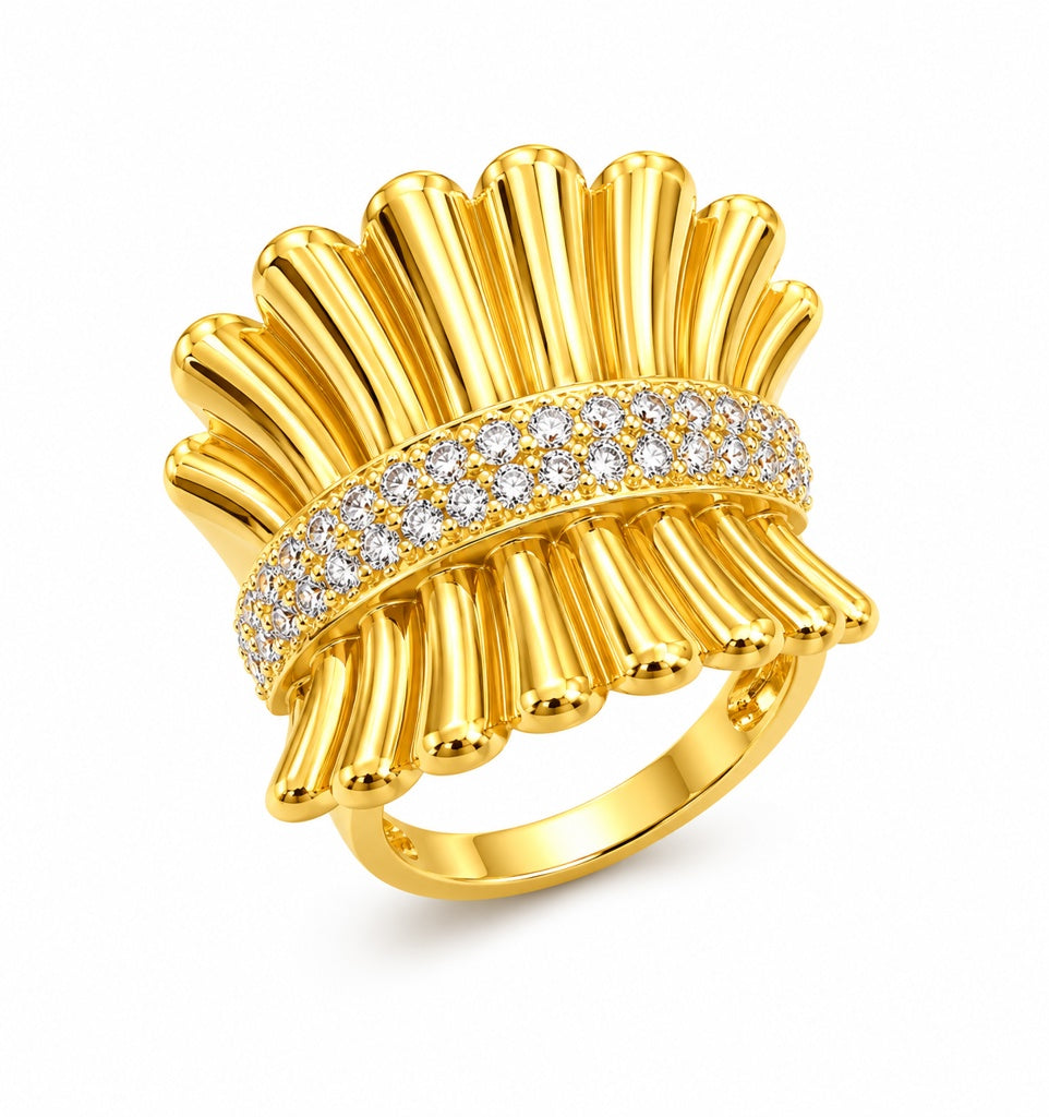 10KT VINTAGE FEATHERS DESIGN WOMAN'S RING Size 8 Weigth 3.8GR