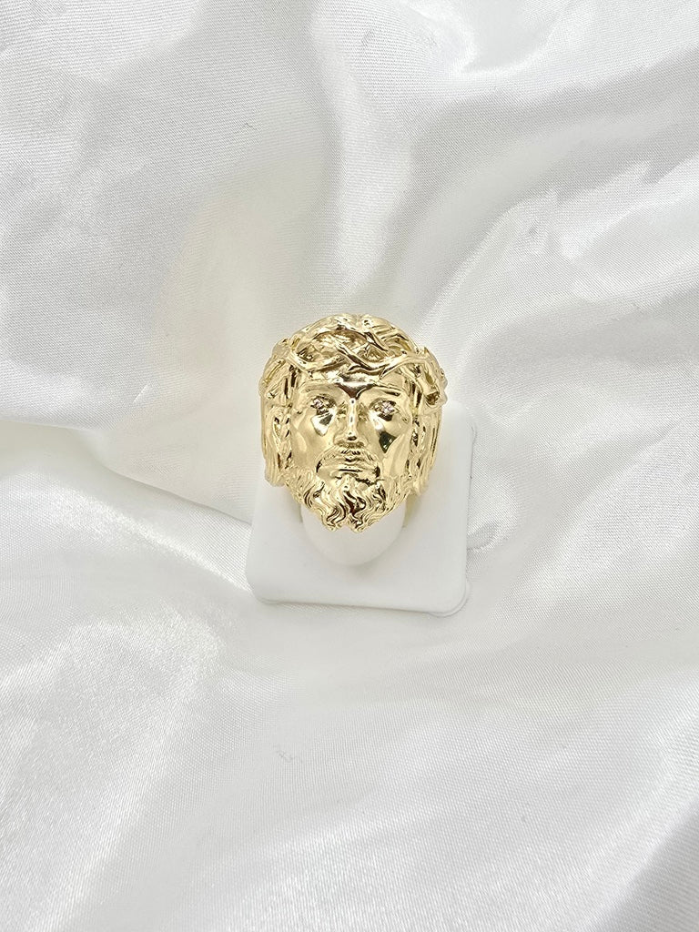 10KT JESUS FACE RING Size 12.5 Weight 23.2GR