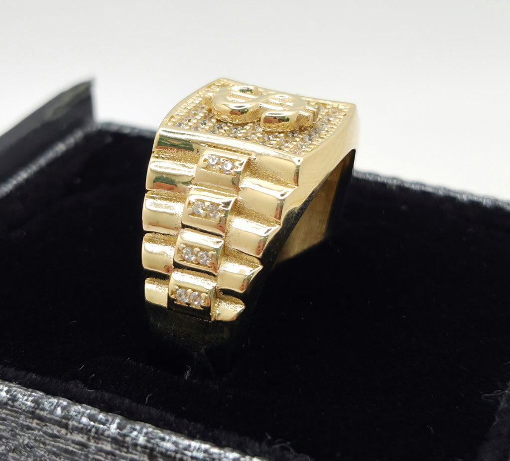 14KT CZ MONEY SYMBOL RING Size 12 Weight 9.5GR
