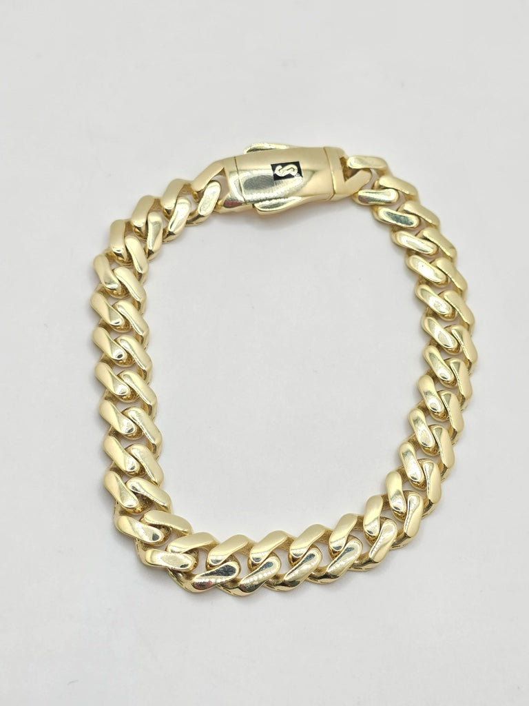 10KT CERTIFIED PLAIN MONACO BRACELET Size 8INCH 9.5MM Weight 11.9GR