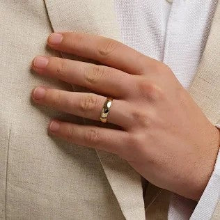 10KT SOLID PLAIN MAN'S WEDDING BAND RING Size 11 5MM Weigth 4.4GR