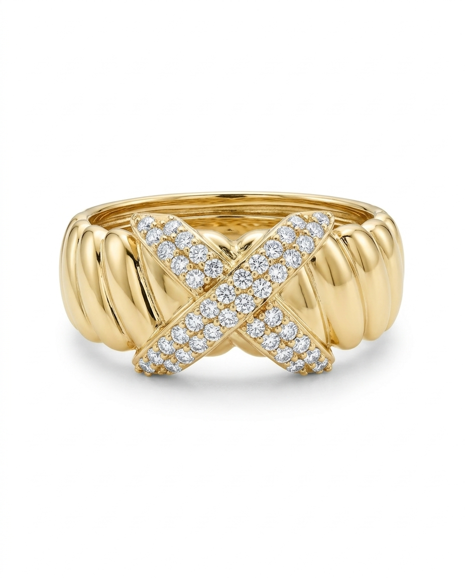 14KT BEAUTIFUL RING WITH A FULL CZ X SIZE 7 Weight 3.4GR