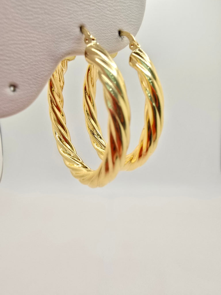 10KT CROOKED HOOPS EARRINGS Size 6 5MM Weight 6.6GR