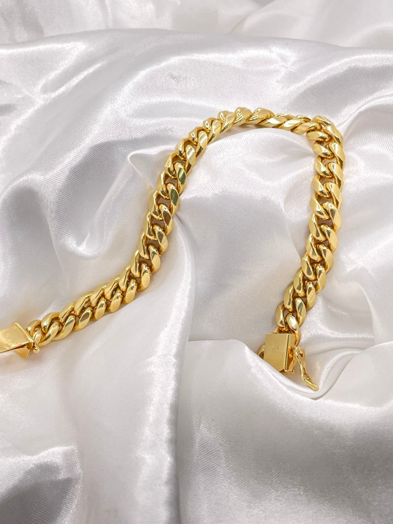 10KT SOLID MIAMI CUBAN BRACELET Size 8INCH 9MM Weight 48.4GR