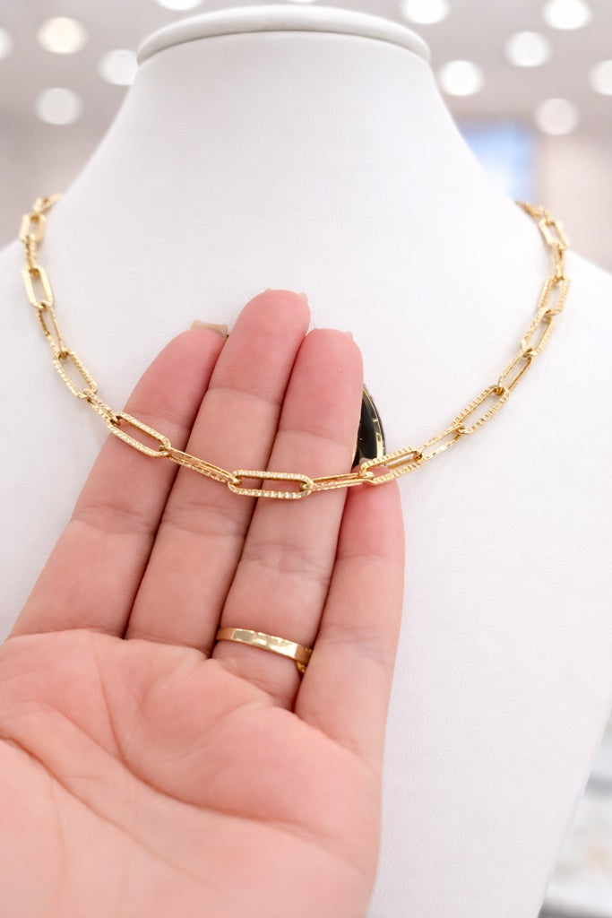 14KT MODERN PAPER CLIP STYLE CHAIN Size 18INCH 5MM Weight 5.8GR