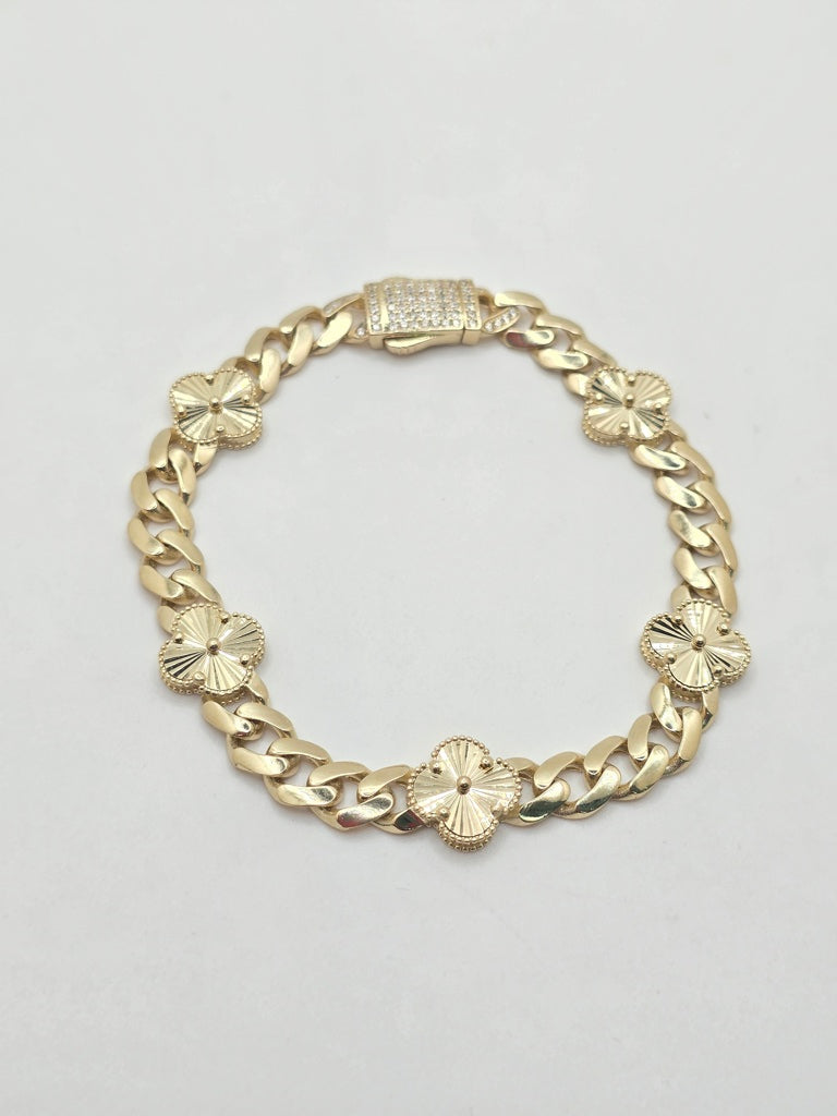 14KT FLOWER BRACELET Size 7.5INCH 7MM Weigth 11.9GR