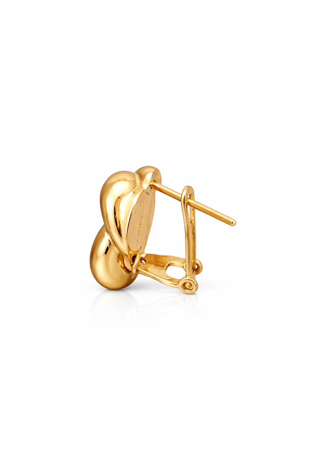 10KT  MODERN CZ DETAILS KNOT OMEGA BACK EARRINGS  Weigth 3.2GR