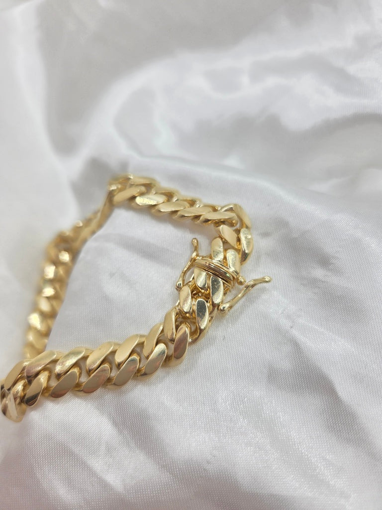 14KT SOLID MIAMI CUBAN BRACELET Size 8INCH 10MM Weight 60.5GR