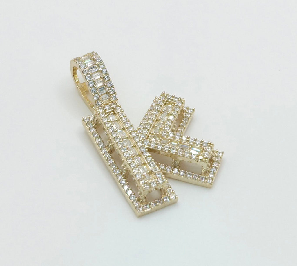 10KT MEDIUM CZ "K" LETTER PENDANT Weight 6GR