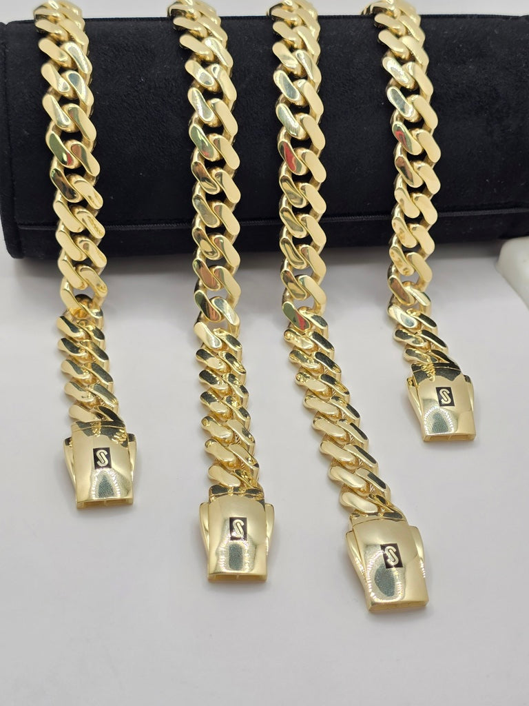 10KT CERTIFIED PLAIN MONACO BRACELET Size 8INCH 9.5MM Weight 11.9GR