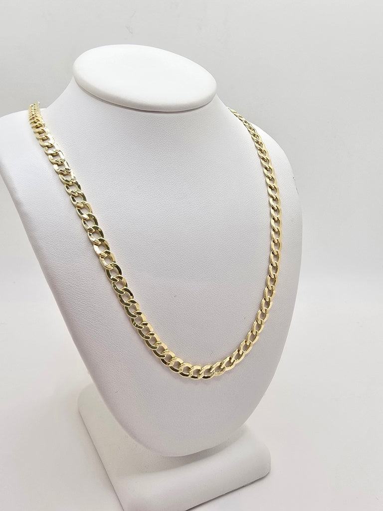 10KT HOLLOW CUBAN CURB FLAT CHAIN Size 18INCH 6MM Weight 8.7GR