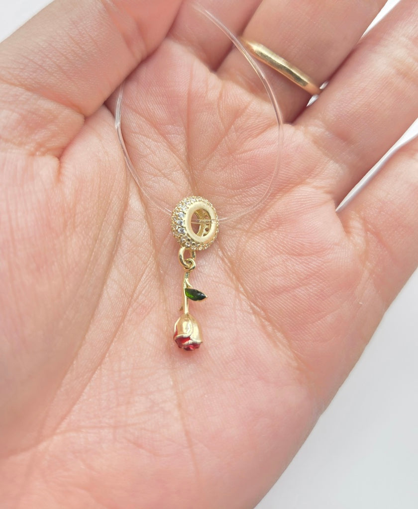 10KT DELICATE ROSE CHARM Size  Weigth 1.5GR