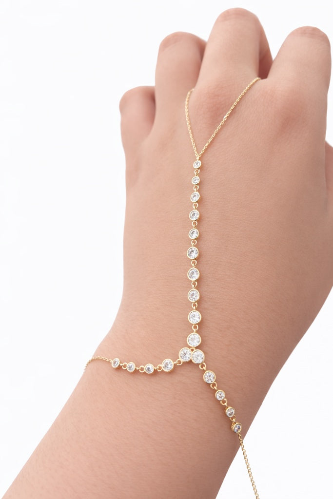 10KT HAND CHAIN BRACELET AND RING Size  Weigth 2.52