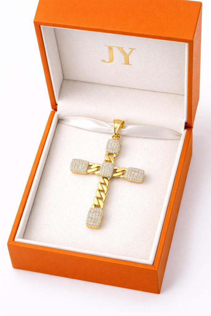 14KT CHAIN STYLE CZ CROSS PENDANT Weight 3.3GR