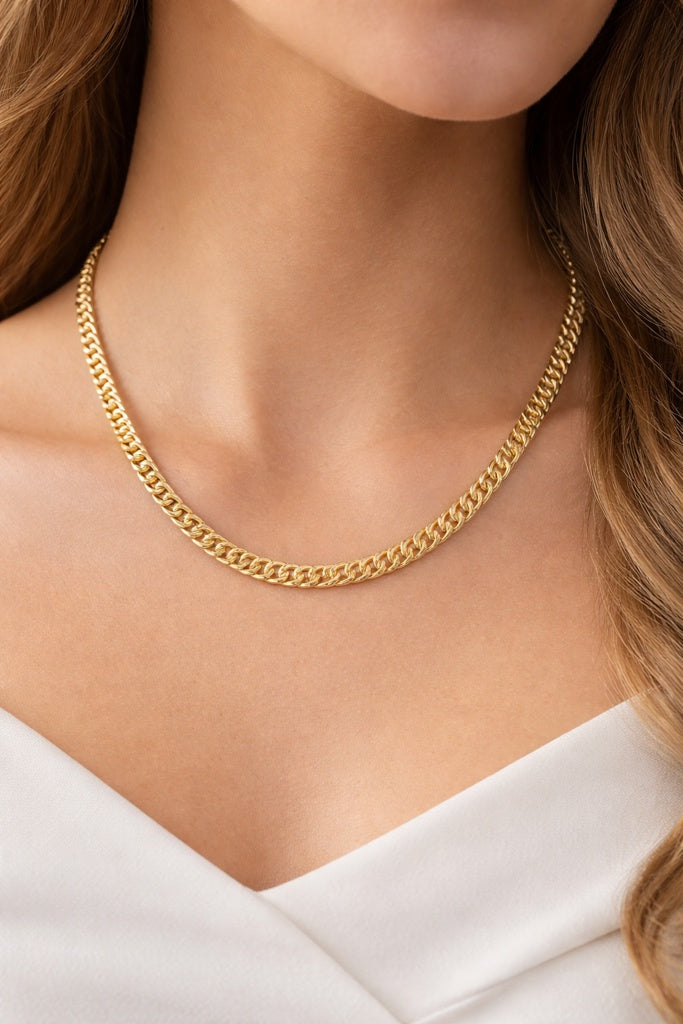 14KT ELEGANT DOUBLE LINK STYLE NECKLACE Size 18INCH  Weigth 16.9GR