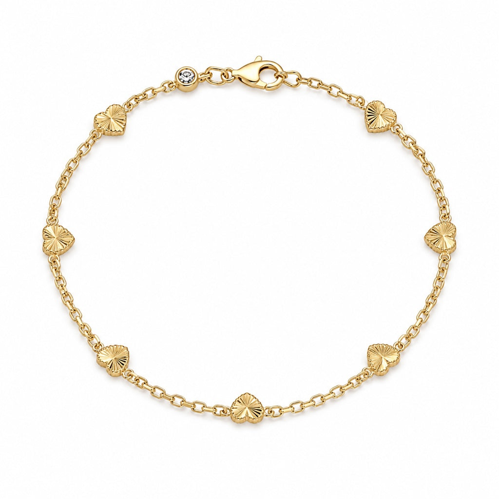 10K HEART ROLO BRACELET Size 7INCH 2MM