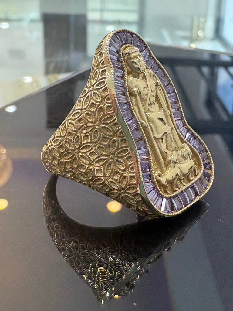 10K PURPLE HALO SAN LAZARO RING Size 12