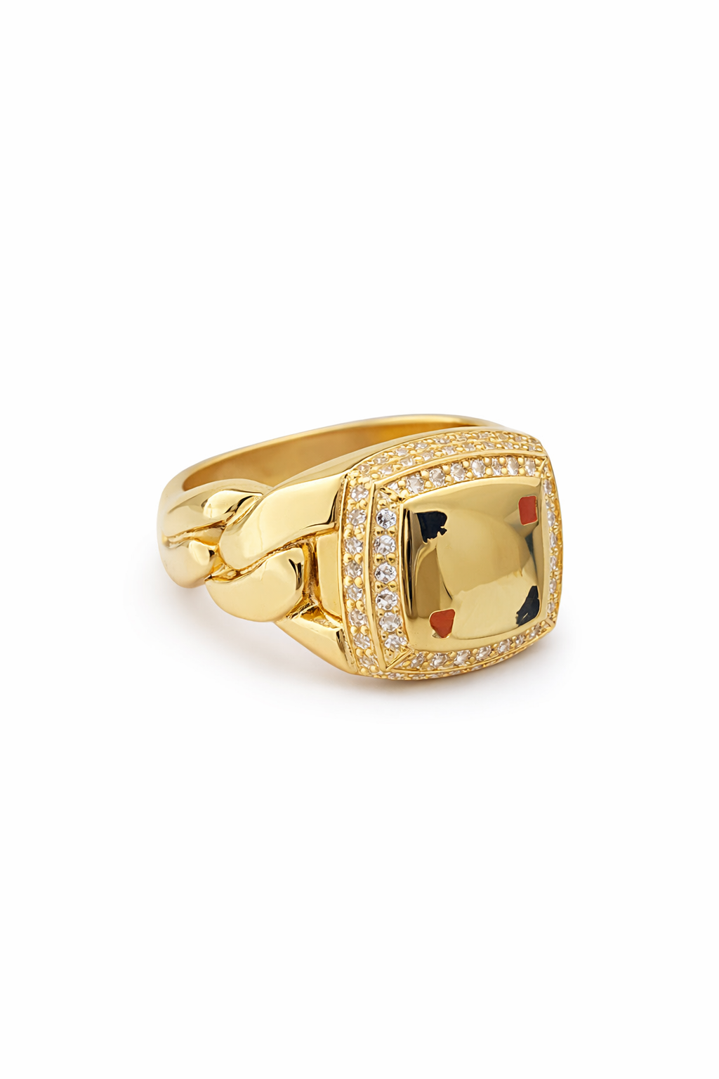14KT MODERN POKER SYMBOLS SQUARE MAN'S RING Size 12 Weigth 5.3GR