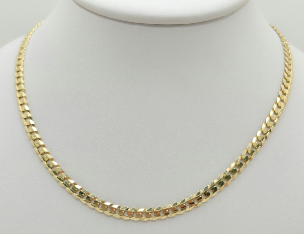 14KT SOLID CUBAN CURB FLAT CHAIN CLOSE LINK  Size 4MM 22INCH Weight 12.4GR