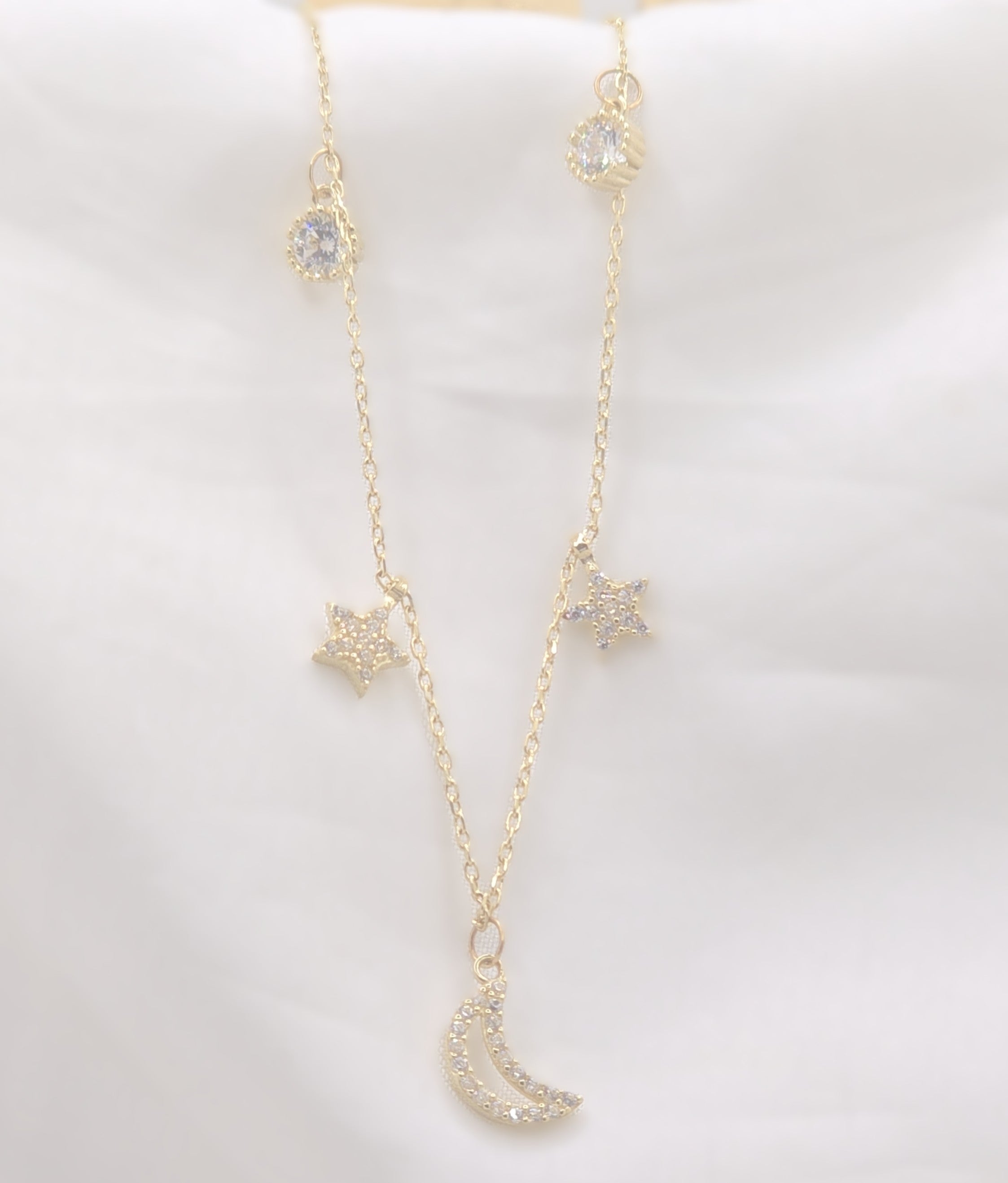 TO THE MOON AND BACK 14KT CZ YG WOMAN'S BRACELET SIZE 7in Weight 2.6