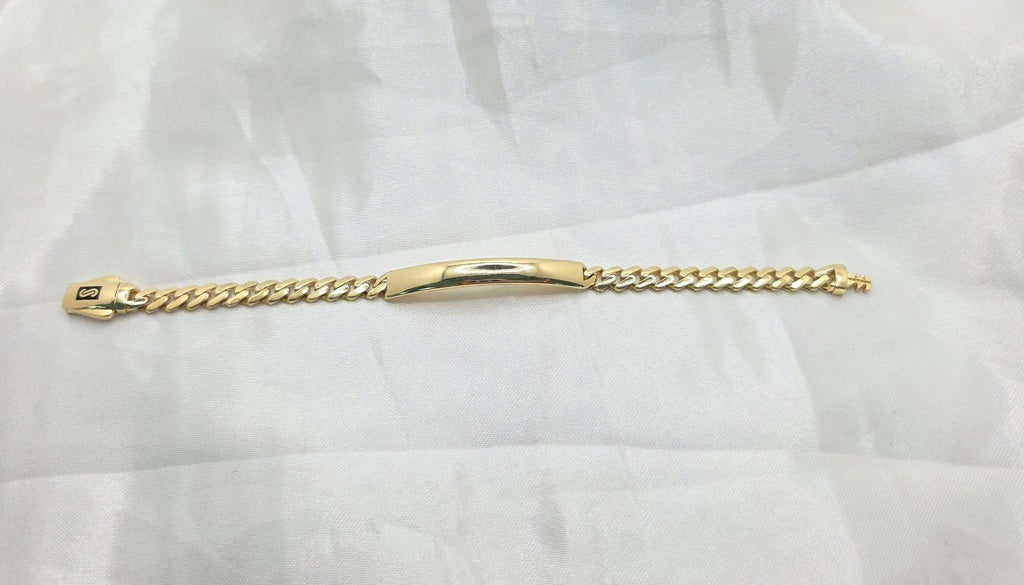 10KT CERTIFIED BABY ID PLAIN MONACO BRACELET Size 5MM 6INCH Weight 4.2GR