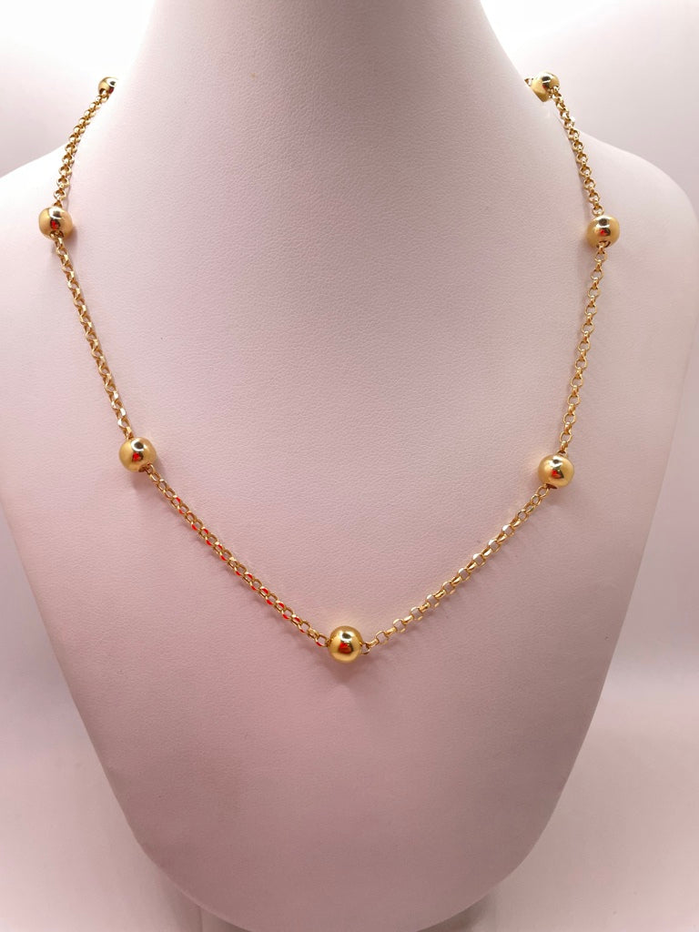 14KT GOLDEN BALLS CHAIN Size 16INCH 6MM Weigth 5.8GR
