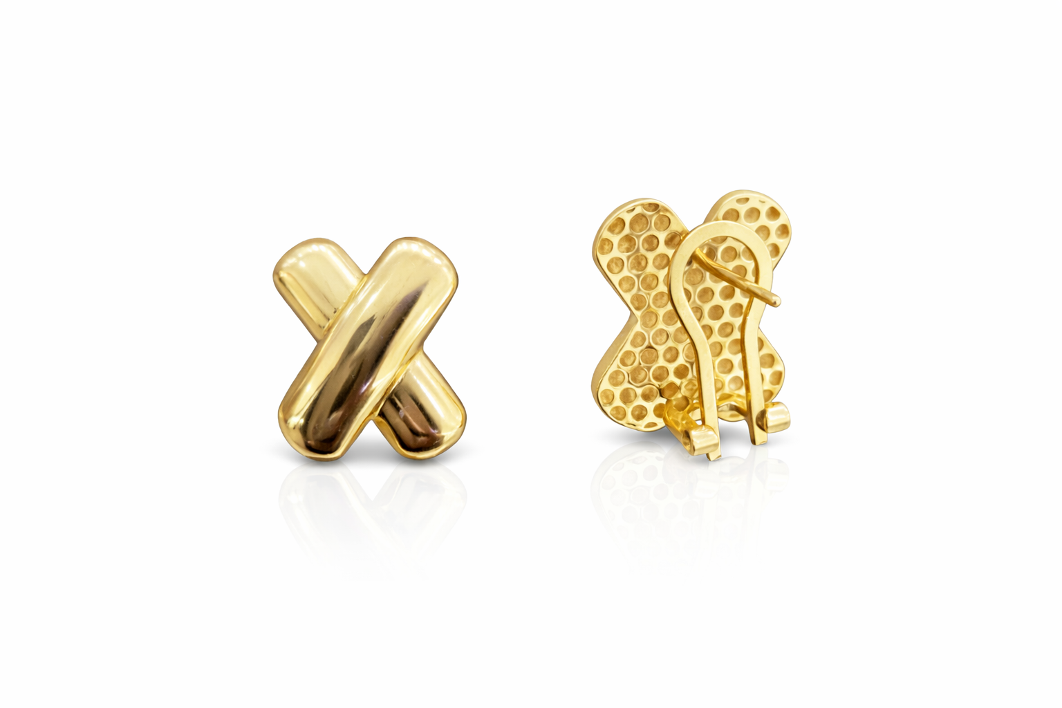 10KT DELICATE X OMEGA BACK EARRINGS  Weigth 2.8GR