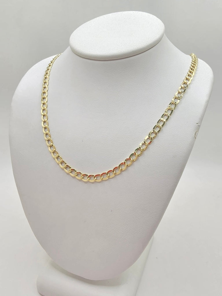 10KT HOLLOW CUBAN CURB FLAT CHAIN  Size 16INCH 3.5MM Weight 3.3GR