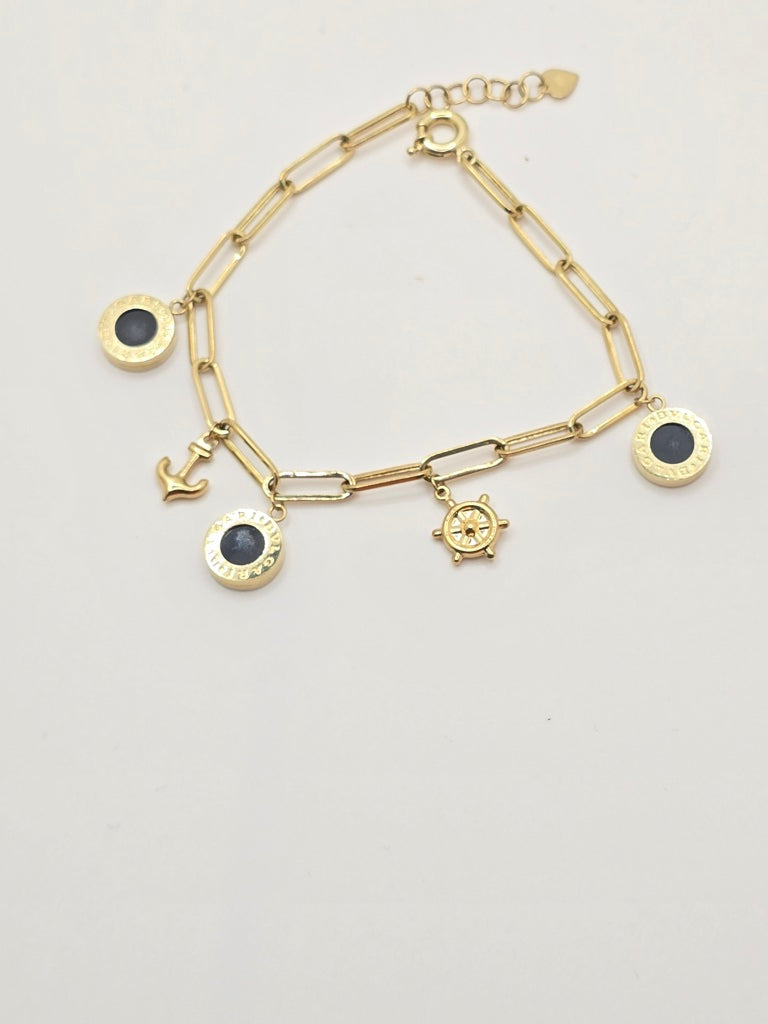 10KT CHARMS BRACELET 7INCH