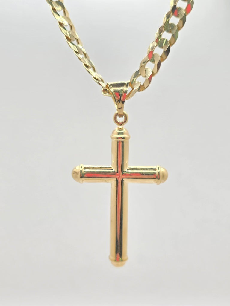 10KT HOLLOW TUBE CROSS PENDANT Weight 6.8GR