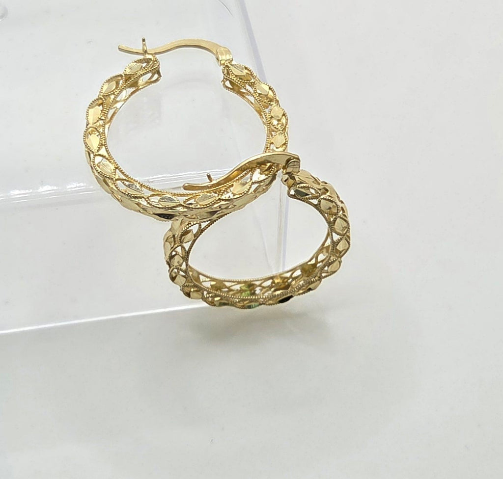10KT MODERN TURKISH HOOPS EARRINGS Size 3 Weight 4.4GR