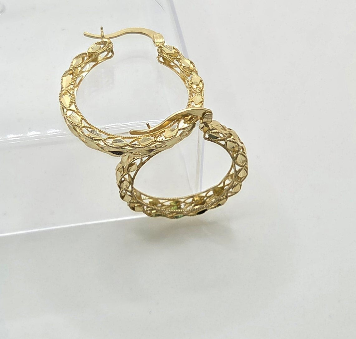 10KT MODERN TURKISH HOOPS EARRINGS Size 3 Weight 4.4GR