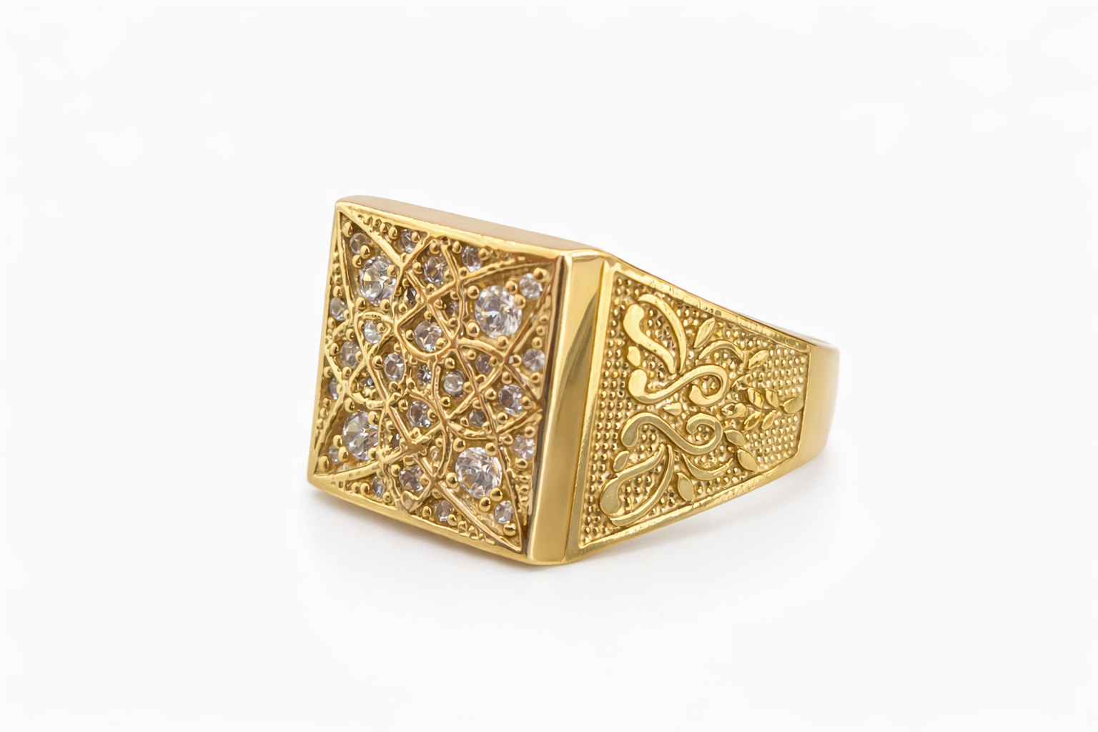 10KT SMALL SQUARE ROSETTA MAN'S RING Size 12 Weigth 6.9GR
