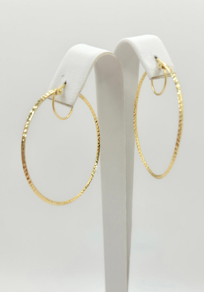 10KT LARGE FINE DIAMOND CUT HOOPS EARRINGS Weight 2GR