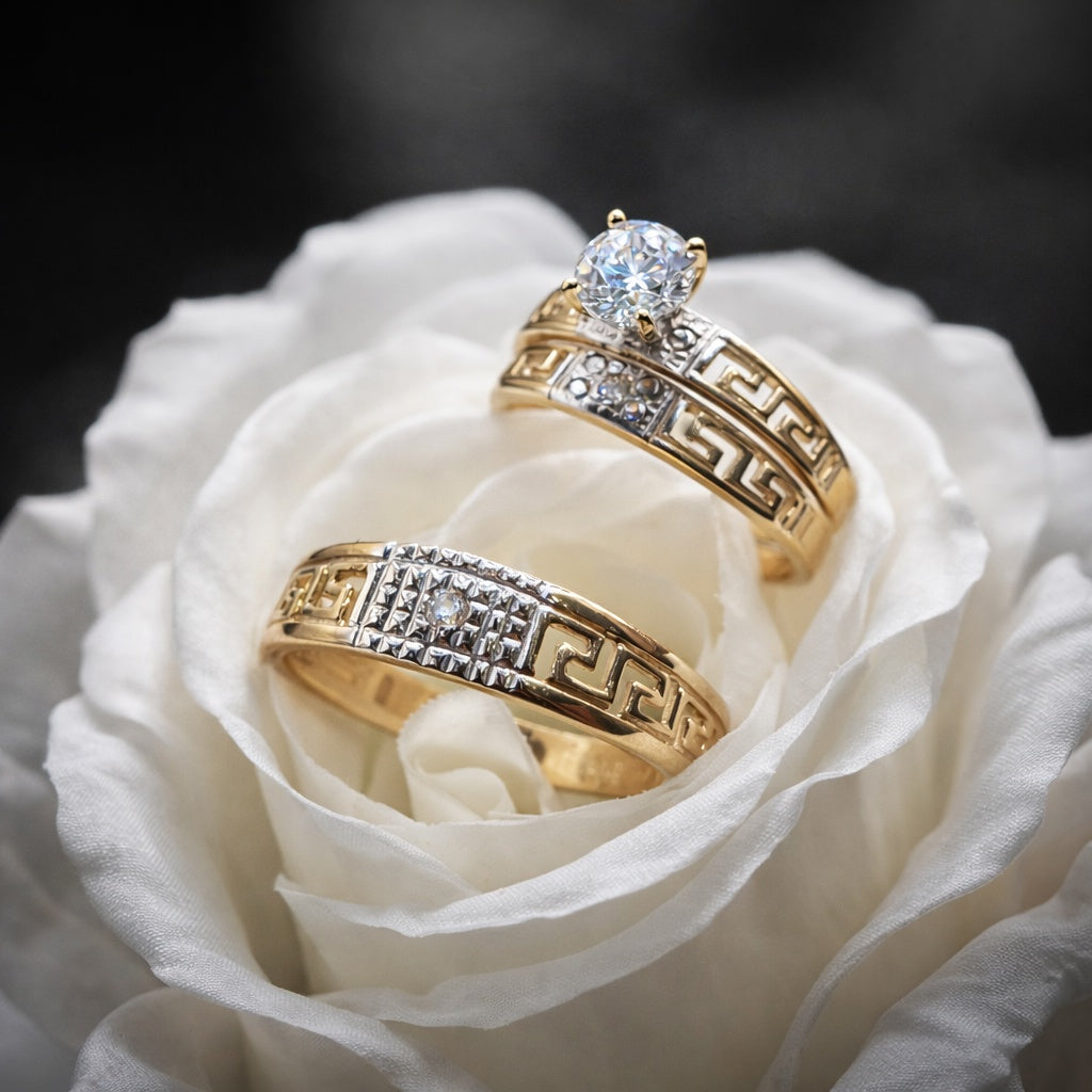 10KT GREEK SILHOUETTE DESIGN MAN'S ENGAGEMENT RING Size 9.5-10 Weigth 2.5GR