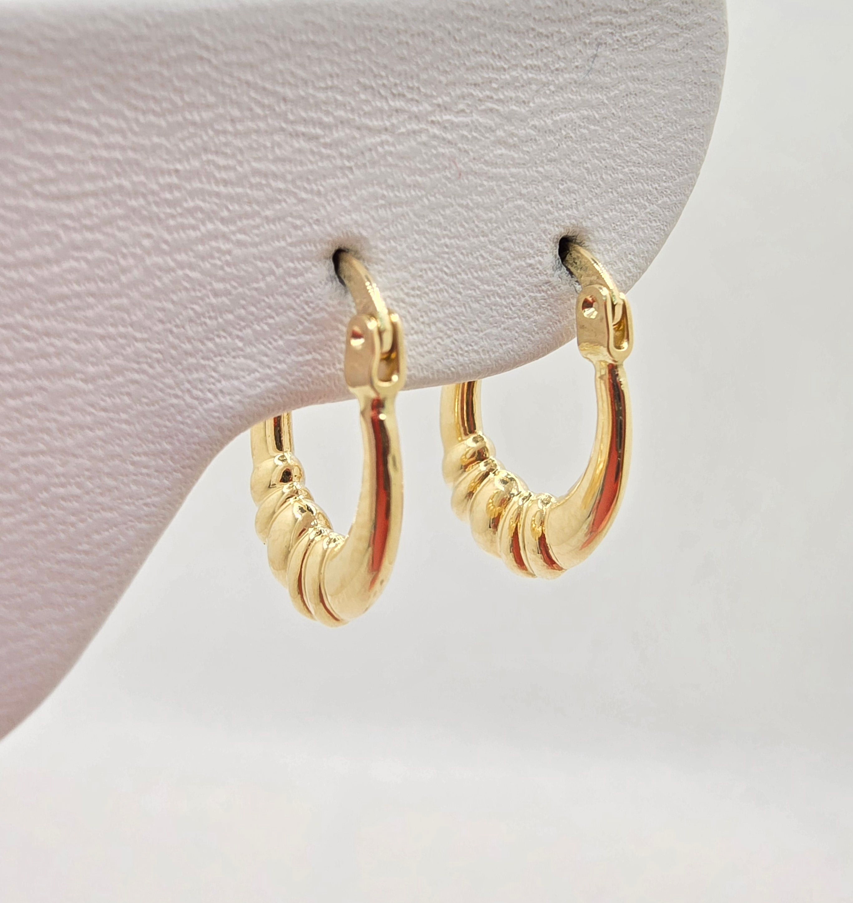 14KT DELICATE WAVE DESING HOOPS EARRINGS Weight 1.3GR