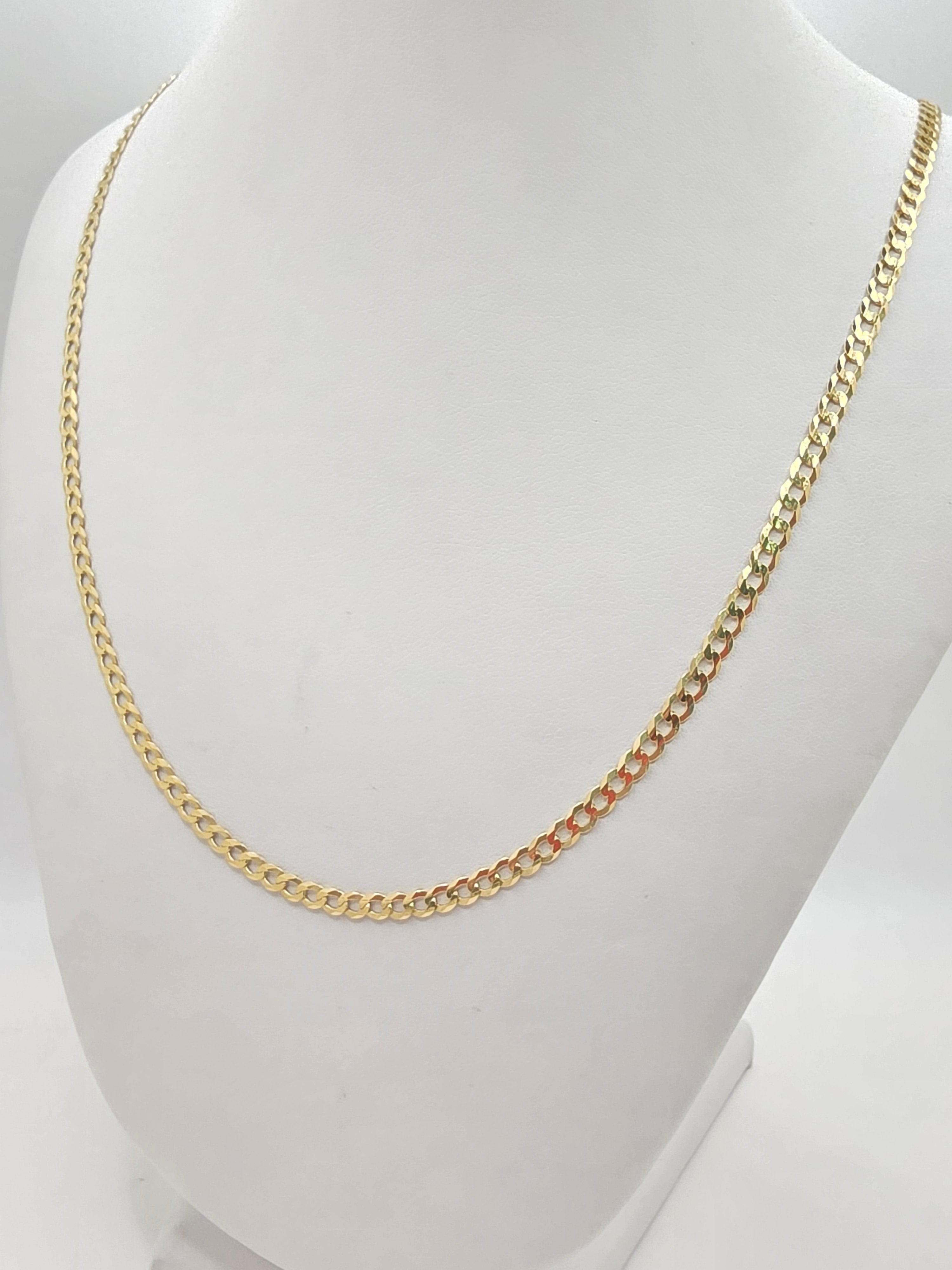 14KT SOLID CUBAN CURB FLAT CHAIN Size 18INCH 3.5MM Weight 5.5GR.