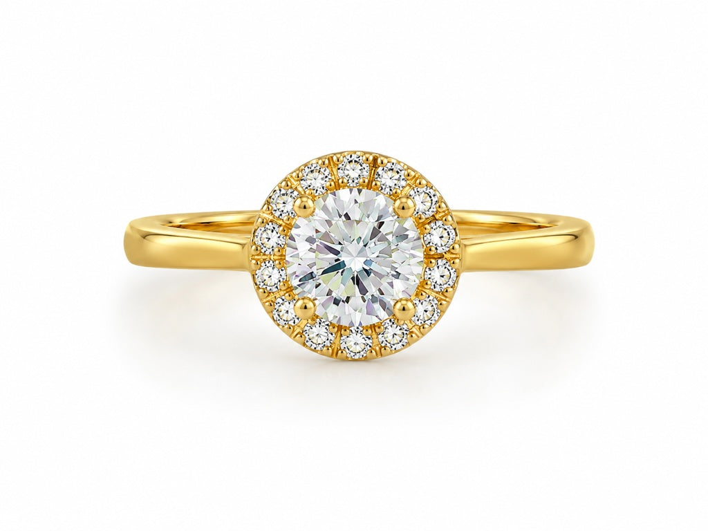14KT GOLD AND MOISSANITE SOLITARE RING+DIAMOND Size 7