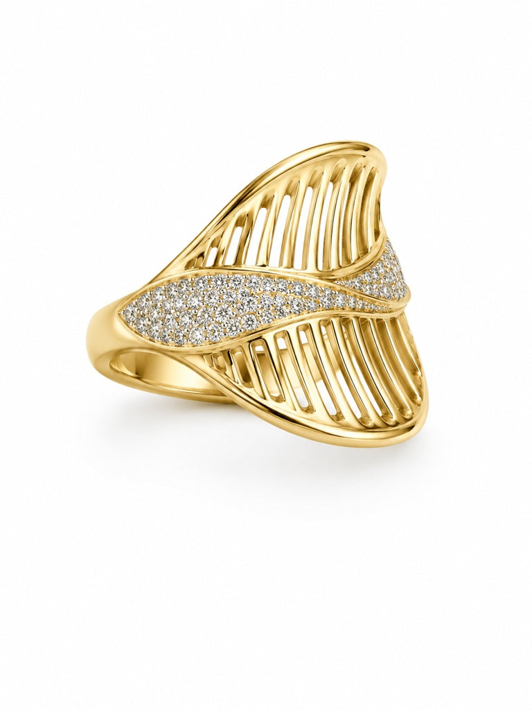 14KT MODERN BAR DESIGN CZ DETAILS RING  Size 8 Weigth 4.3GR