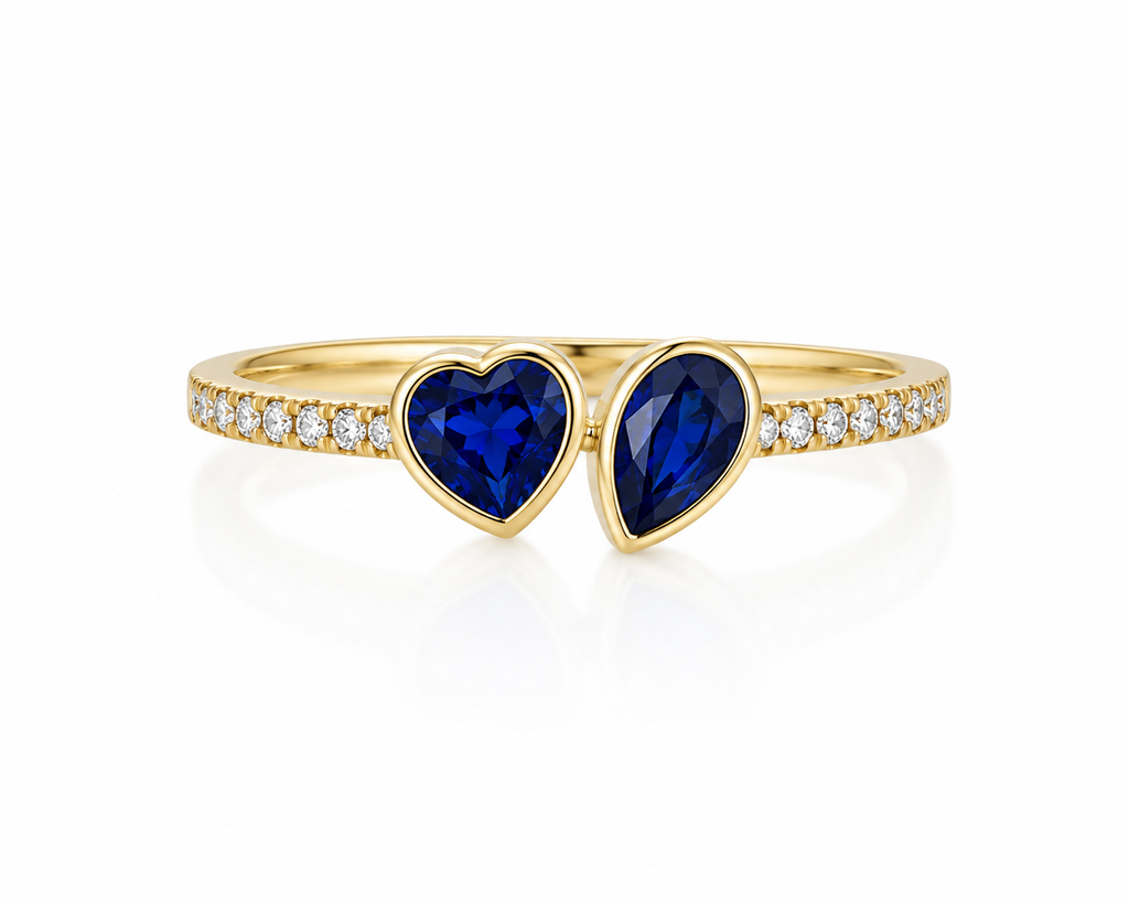 14K BLUE HEART RING Size 8